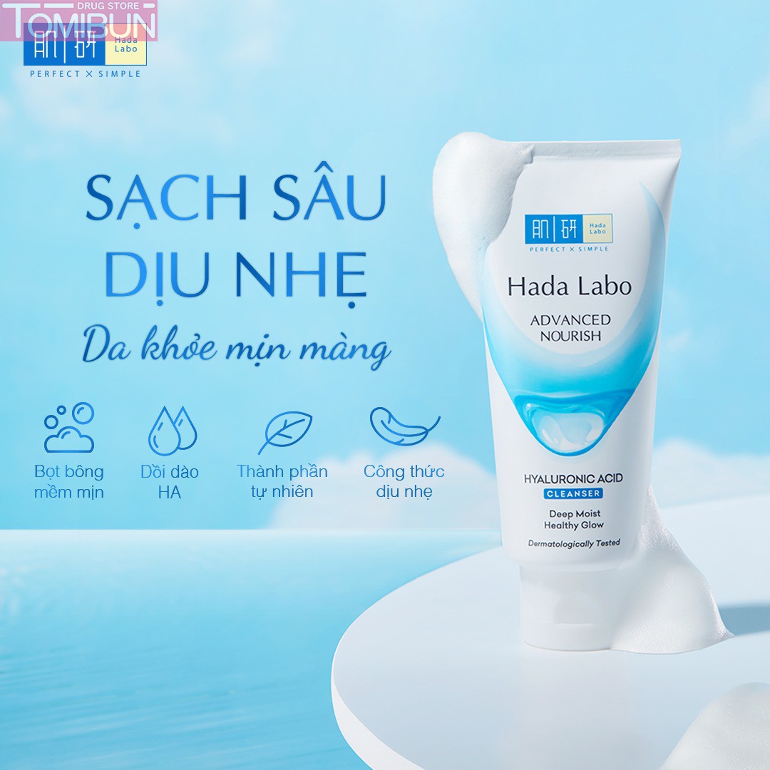 KEM RỬA MẶT HADA LABO SẠCH SÂU DƯỠNG ẨM ADVANCED NOURISH HYALURONIC ACID CLEANSER 80G